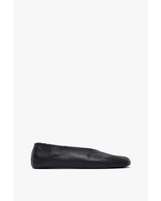 The Row White Stella Black Shearling Flats