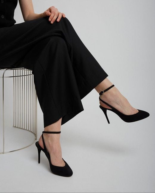 Alaïa Black Decollete 90 Suede Slingback Pumps