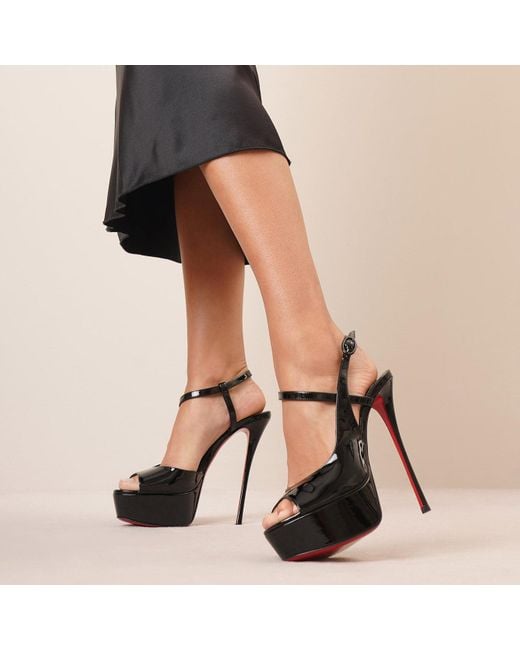 Christian Louboutin So Jenlove 150 Patent Leather Ankle-strap Sandals in  Black | Lyst