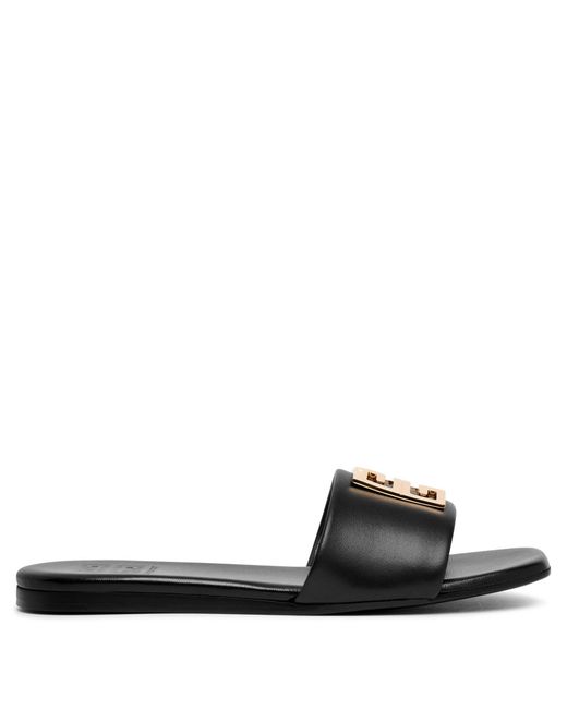 Givenchy 4g Black And Gold Flat Sandals