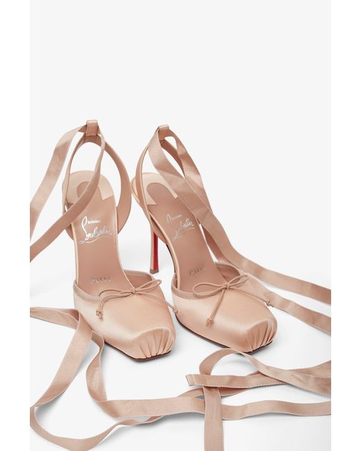 Christian Louboutin Pink Cassia Lace Up 100 Blush Satin Pumps