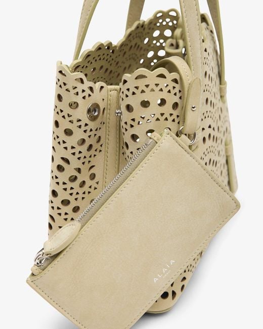 Alaïa Natural Mina 20 Amond Green Suede Tote Bag