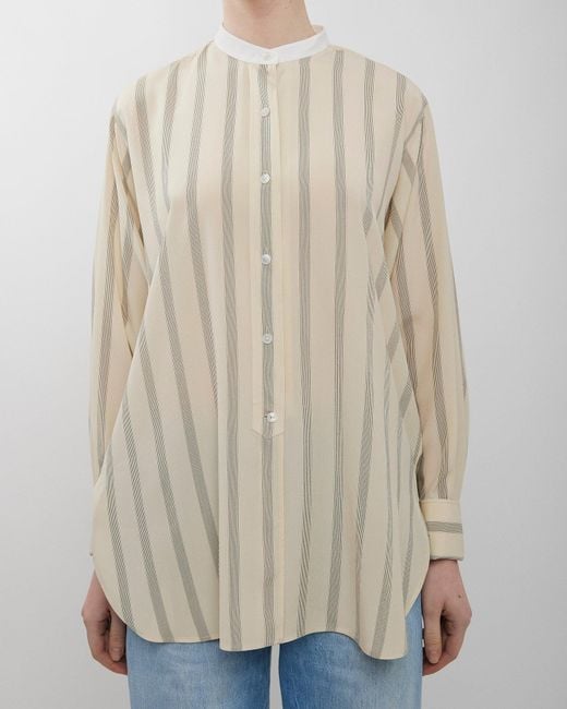 The Row Falco White And Black Striped Shirt
