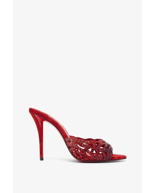 Christian Louboutin Lasera 100 Red Crystal Mules