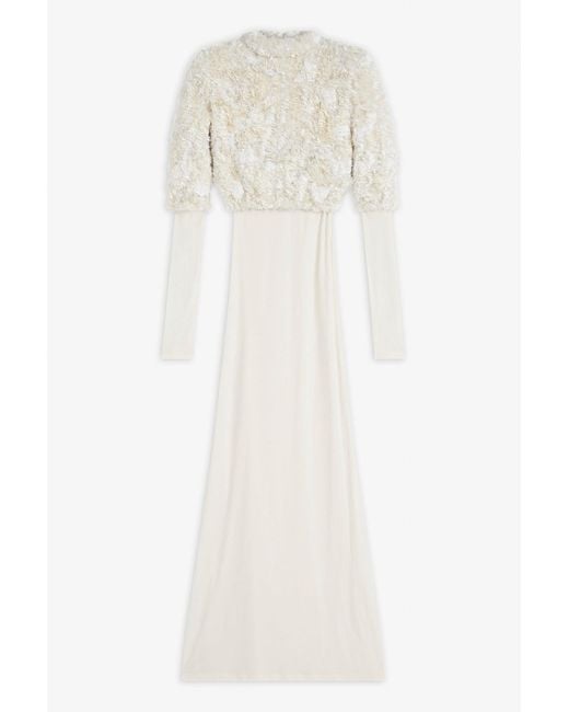 Phoebe Philo White Sequins And Jersey Long Dress