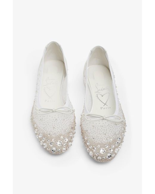 Christian Louboutin White Sweetie Jane Crystal Ballerinas