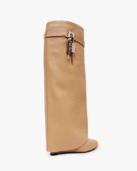 Givenchy White Shark Lock Beige Leather Boots