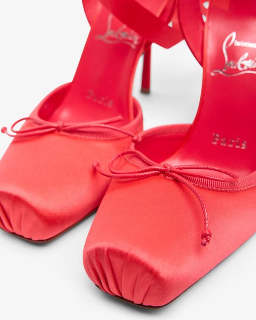Christian Louboutin Red Cassia Lace Up 100 Satin Pumps