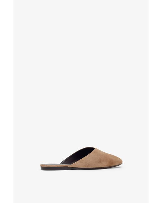 Herbert Levine White Homebody Soft Brown Suede Slide Sandals