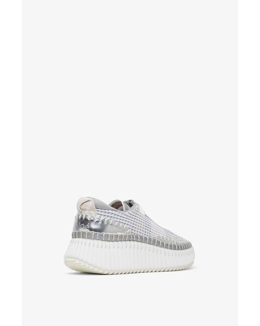 Chloé White Nama Silver Grey Sneakers