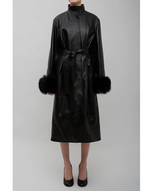 Alaïa Alaia Black Leather Long Coat