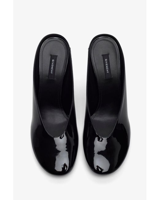 Givenchy Blue Sculpted Heeled 95 Black Patent Mules