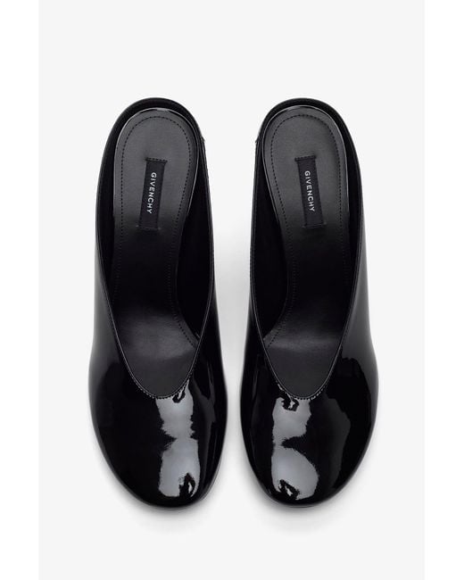 Givenchy Blue Sculpted Heeled 95 Black Patent Mules