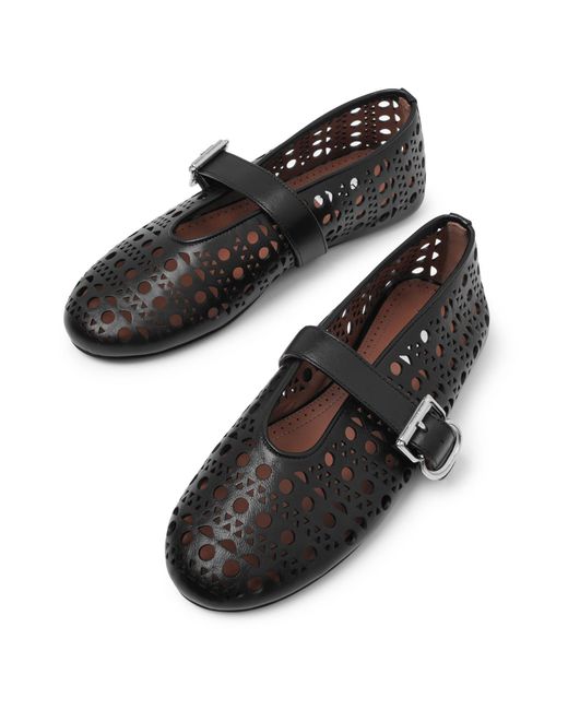 Alaïa White Black Leather Vienne Ballet Flats