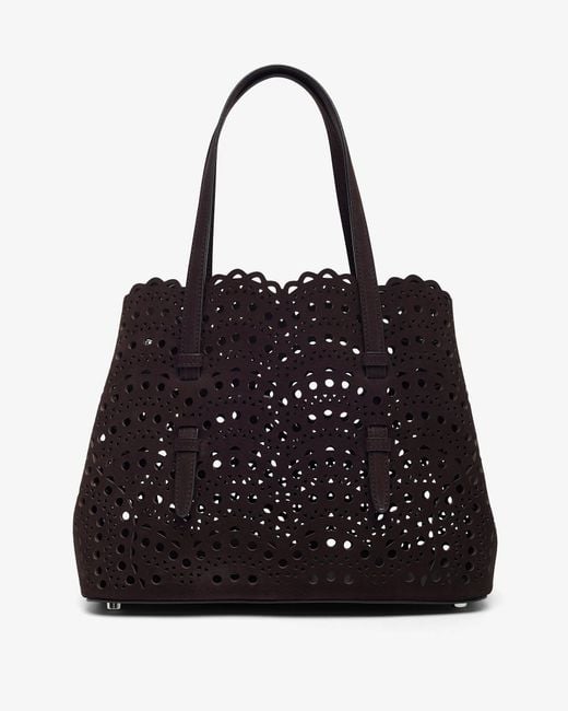 Alaïa Black Mina 25 Vienne Brown Suede Tote Bag