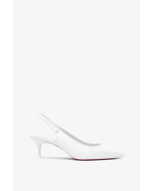 Christian Louboutin Sporty Kate 55 White Leather Slingbacks