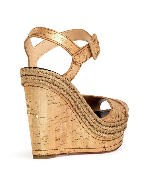 gold louboutin wedges