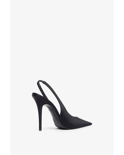 AMINA MUADDI White Anok Sling 105 Black Satin Pumps