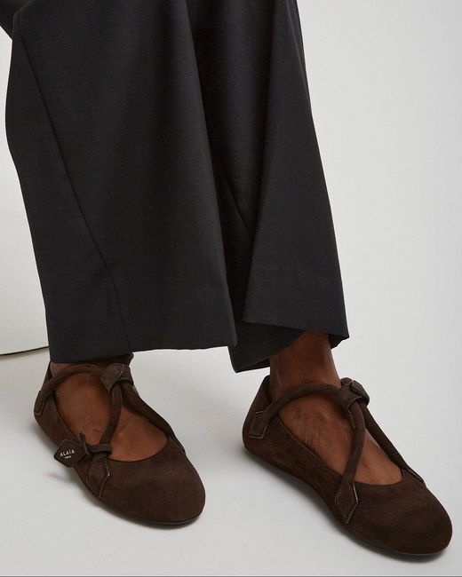 Alaïa Black Teckel Brown Suede Ballet Flats