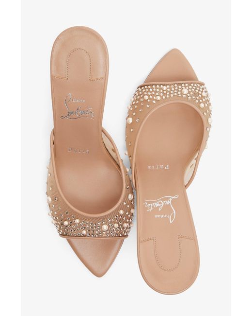 Christian Louboutin Multicolor Miss Z 80 Beige Strass Mules