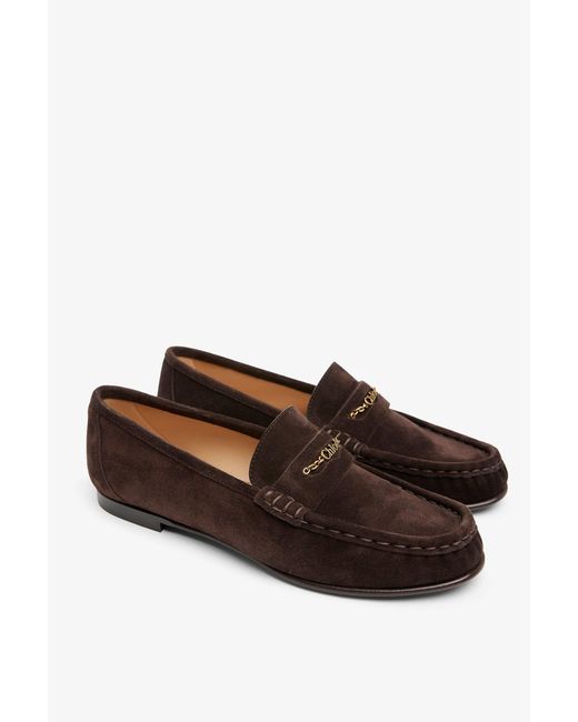 Chloé White Chloe Dark Brown Suede Loafers