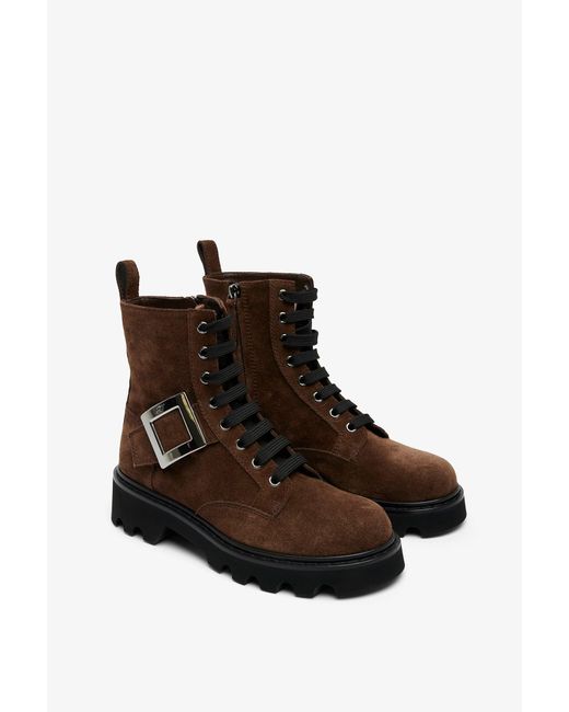 Roger Vivier Brown Viv Rangers Lace Up Boots