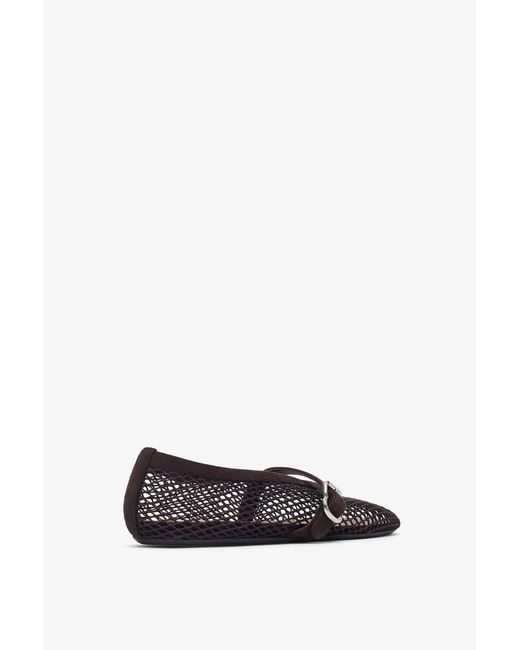 Alaïa White Brown Mesh Ballet Flats