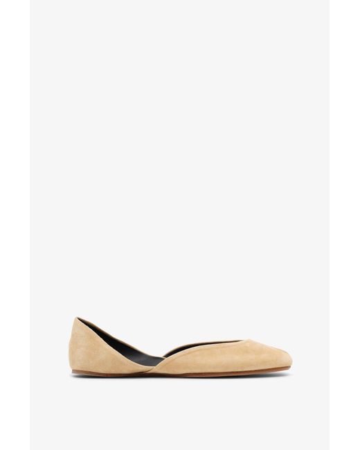 The Row White Gemma Beige Suede Ballet Flats