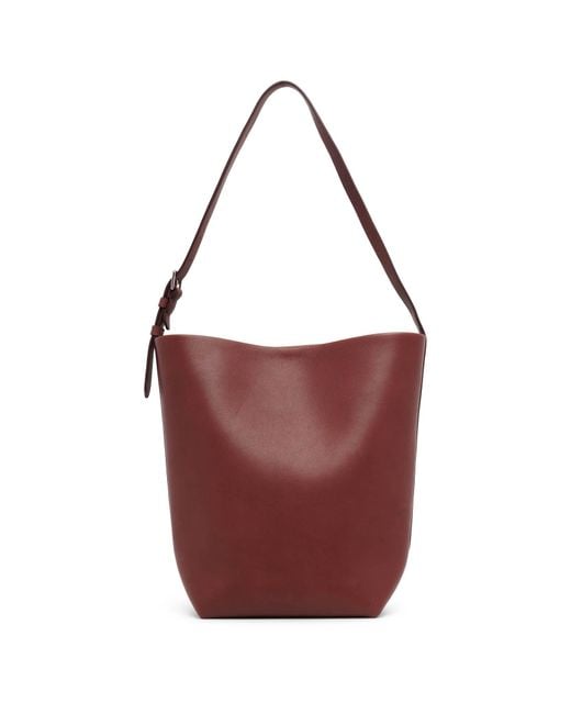The Row Purple Medium N/s Park Brown Leather Tote Bag