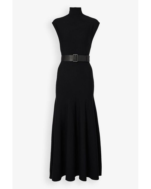 Alaïa Black Belted Wool Maxi Dress