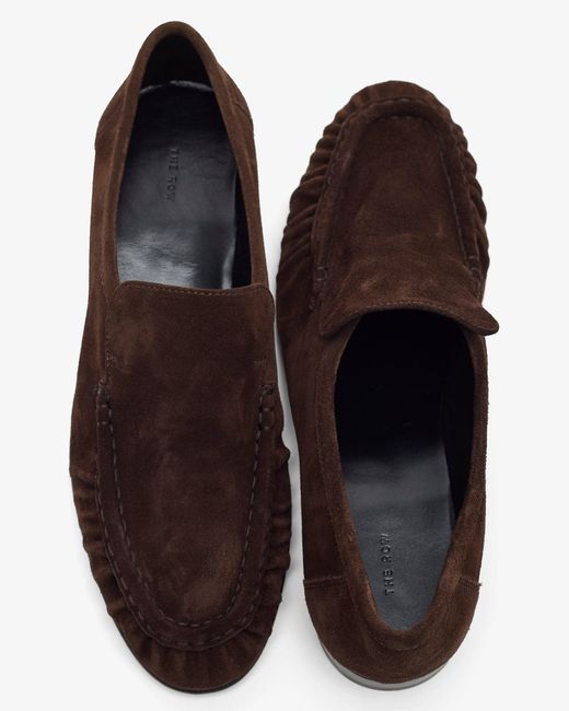 The Row Brown Soft Mocassin Two Suede Flats