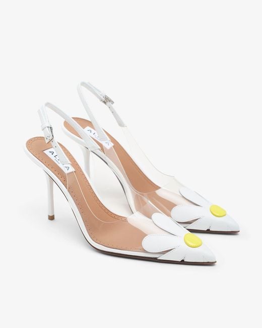 Alaïa White Bloom 90 Slingbacks