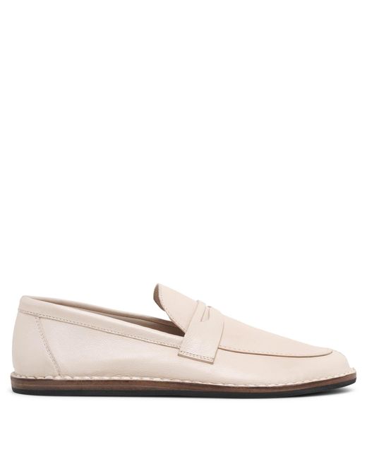 The Row Pink Cary Taupe Leather Loafers