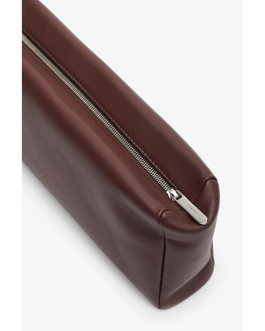 The Row Purple Squared Compact Brown Leather Clutch