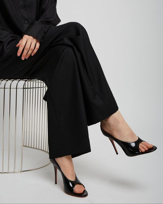 AMINA MUADDI Anok 105 Patent Black Mules