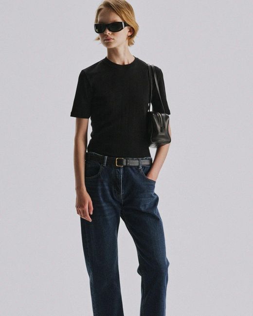 The Row Etina Black Jersey T-shirt