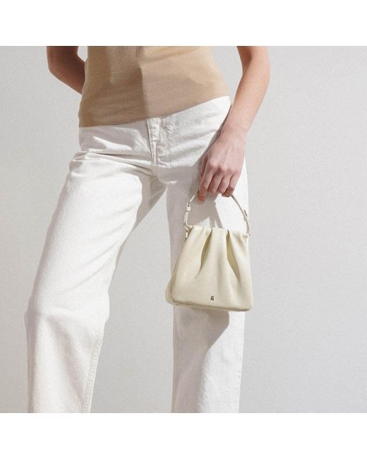 AMINA MUADDI Natural Vittoria Off White Leather Bag