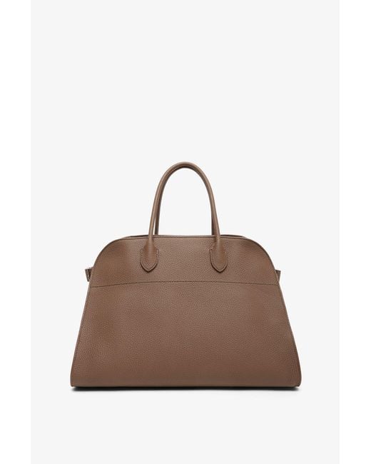 The Row Brown Soft Margaux 15 Dark Olive Leather Bag