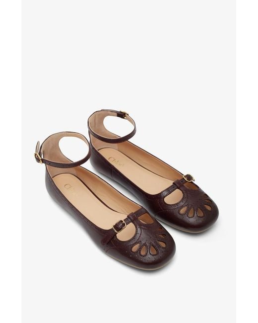 Chloé White Misty Dark Purple Ballerinas