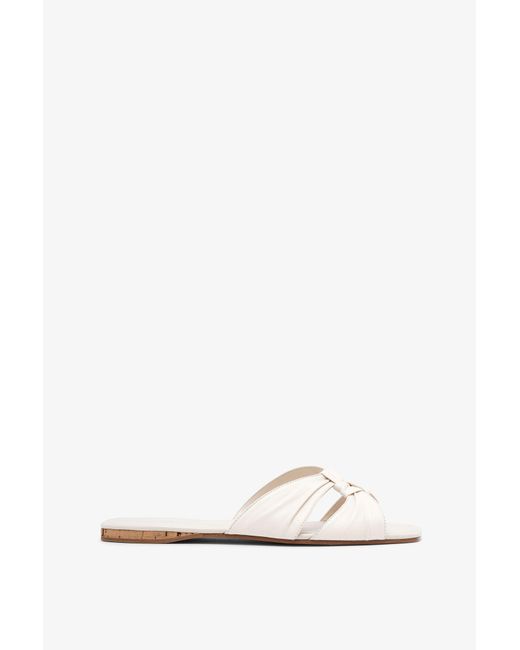 The Row Soft Knot White Leather Flats