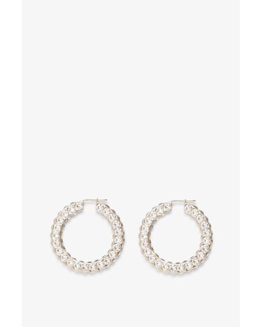 AMINA MUADDI Natural Jah Hoop Big White And Gold Crystal Earrings