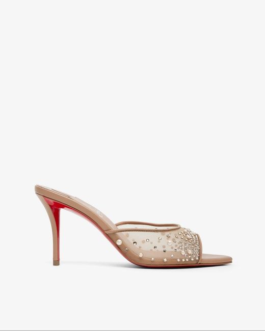 Christian Louboutin Multicolor Miss Z 80 Beige Strass Mules