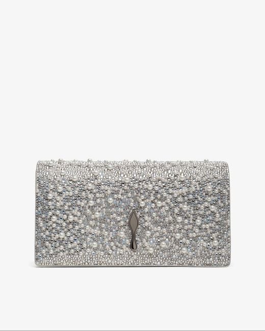 Christian Louboutin Gray Bettina Sliver Strass Clutch