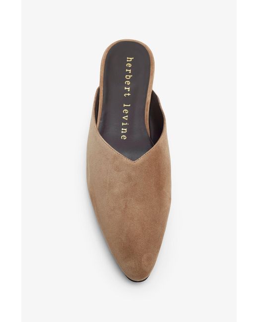 Herbert Levine White Homebody Soft Brown Suede Slide Sandals