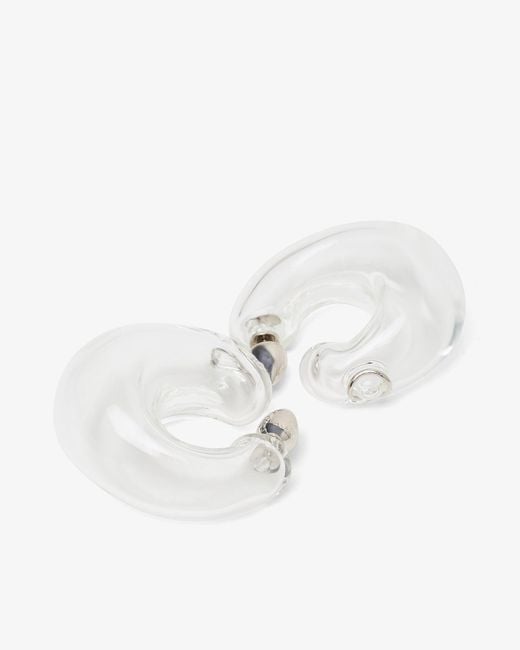 Alaïa White Bubble Hoop Glass Earrings