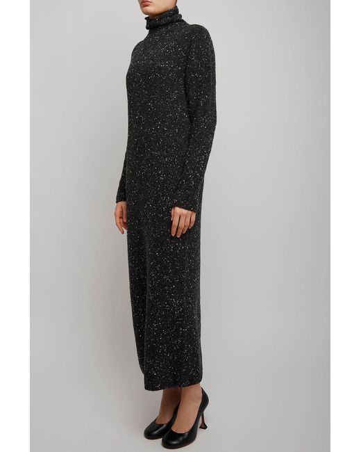 The Row Black Melani Charcoal Melange Cashmere Dress