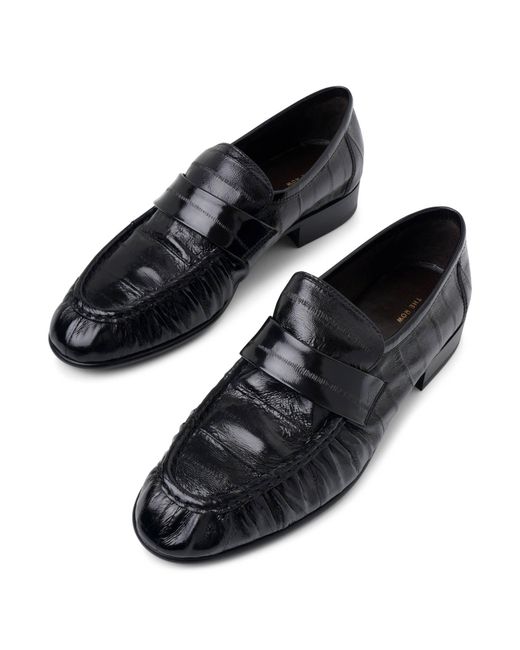 The Row White Soft Black Eel Loafers