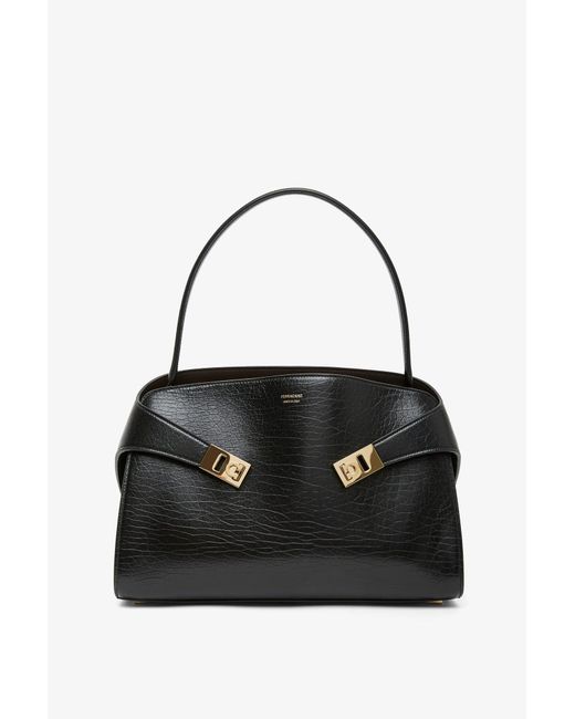 Ferragamo Hug Soft M Black Shoulder Bag