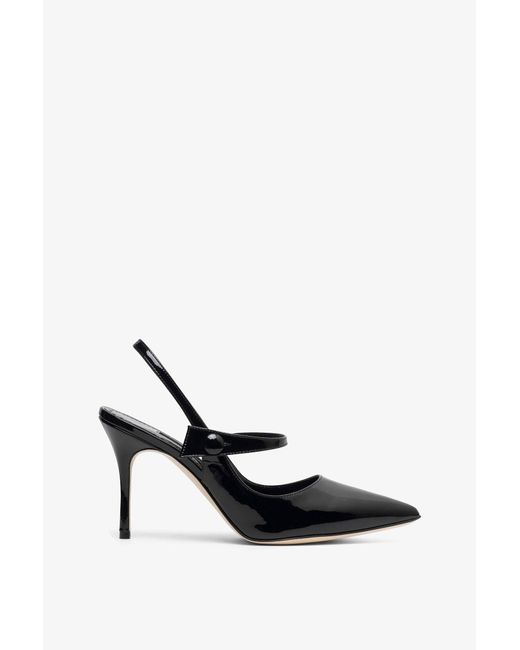 Manolo Blahnik Didion 90 Black Patent Slingbacks