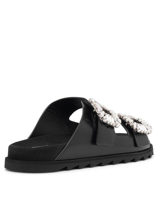 Roger Vivier White Slidy Viv Black Slides